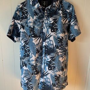 Goodfellow & Co Men's Leaf Print Shirt - Blue and White